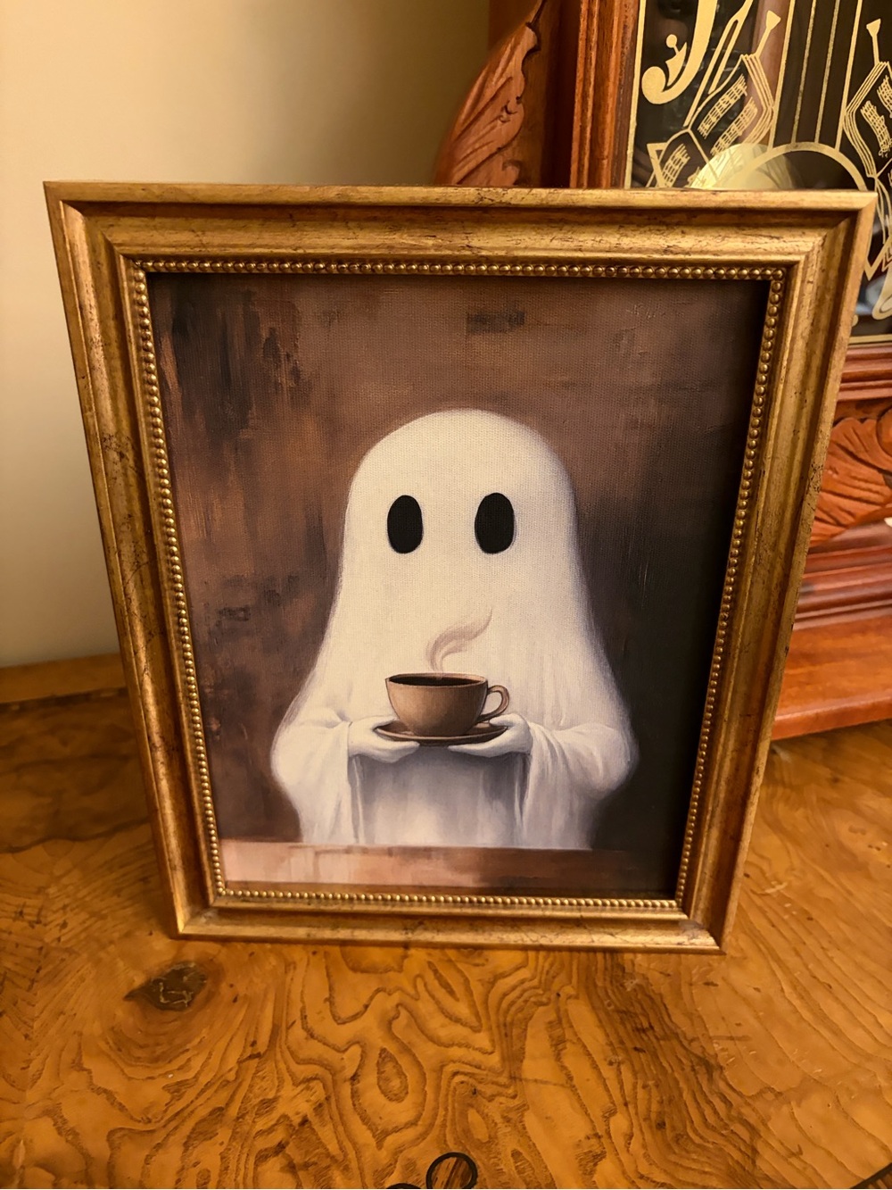 Ghost with Coffee Framed Wall Art